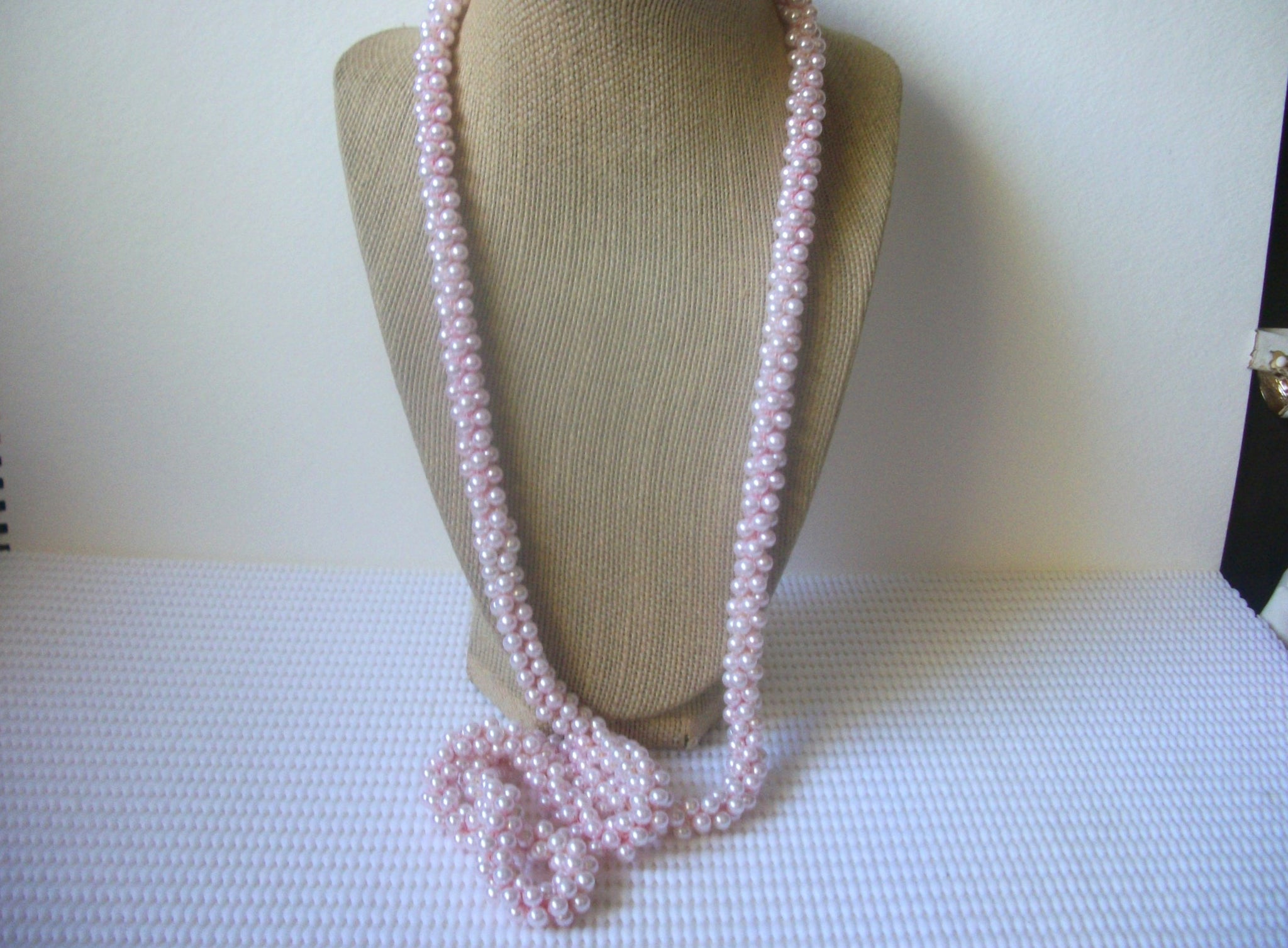 Vintage 36" Long Strand No Closure Pink Glass Pearls Necklace 80417