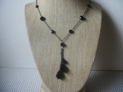 White House Black Market 18" -20" Long Black Glass Tassel Vintage Necklace 022121