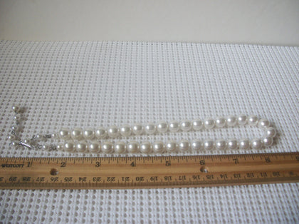 Vintage Jewelry, Signed JAPAN, White Faux Pearls, 15" - 18" Necklace 121416