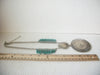 Southwestern, 24" - 27" Long, Turquoise Green, Stones Beads, Silver Tone, Pendant Vintage Necklace, 70217