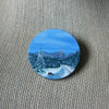 Signed Cathy Hinkley Vintage Brooch Pin, Winter Scene Deer Woodland Snow Hand Painted Wood 031121