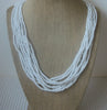 Stunning Vintage 22" Multi Strand Signed TRIFARI White Glass Micro Beads Necklace 030221