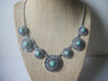 Signed TRIFARI Crown Vintage 18" - 20" Necklace, Silver Tone Blue Panel Design, Southwestern Theme, 123016