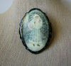 Vintage Brooch Pin, Slavic Father Frost Christmas Hand Painted Wood 030521