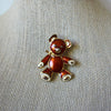 Vintage Brooch Pin  Sweet Teddy Bear Toy Daycare Teacher Enameled Gold Tone, 030621