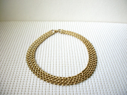 Vintage 17" Necklace, Gold Link Cleopatra Panels 030621