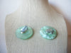 Green Shimmer Lucite, Round Dome Clip On Earrings, Vintage 60218