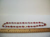 Vintage Gold Toned Red Czech Glass 20" Long Necklace 8216