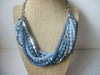 Chunky Retro 16" - 18" Necklace Icy Blue Silver Tone Acrylic and Metal Beads Adjustable 73017