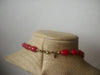 Vintage 30" Signed MONET Red Beaded Gold Tone Spacers Necklace 0304218'