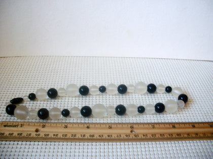 Vintage Jewelry 18" Long Black Frosted Clear Necklace 022221