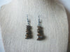 Retro Silver Tone Tiger`s Eye Stone Chips Dangle Earrings 022421