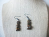 Retro Silver Tone Tiger`s Eye Stone Chips Dangle Earrings 022421