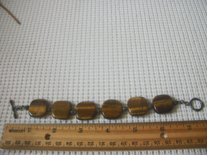 Vintage Tigers Eye Hematite Polished 7 3/4" Bracelet 121816