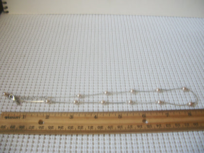 Vintage Jewelry Signed MONET, 18" Dainty White Glass Pearls, Silver Tone, Necklace 121920
