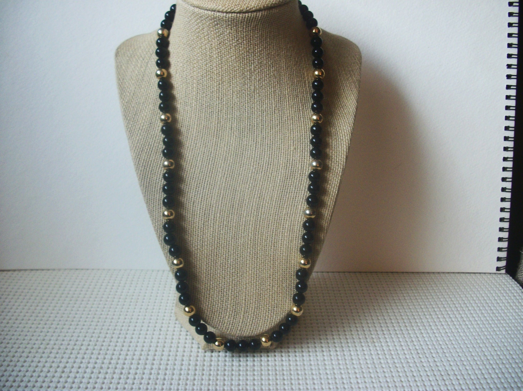 Signed NAPIER Gold Black Vintage Necklace 022221
