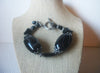 Heavier Chunky Black White Agate, Onyx 9 1/2" Long Czech Glass Bracelet 022121