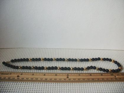 Signed NAPIER Gold Black Vintage Necklace 022221