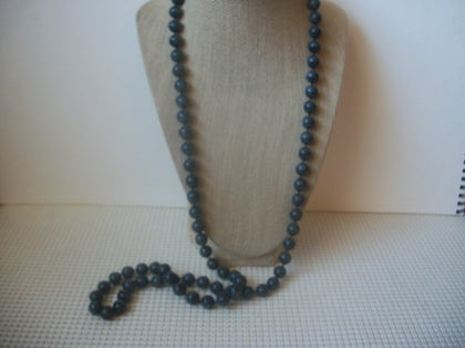 Signed SARAH COV Sarah Coventry Gray Marbleized 38" Long Vintage Necklace 63017