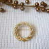 Vintage Brooch Pin Gold Toned Baroque White Faux Pearl  61717