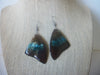 Long Pierced Earrings Brown Blue Old Plastic Lucite 030221 Silver tone hooks
