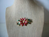 Vintage Brooch Pin Christmas Festive Poinsettia Enameled Gold Tone 031321