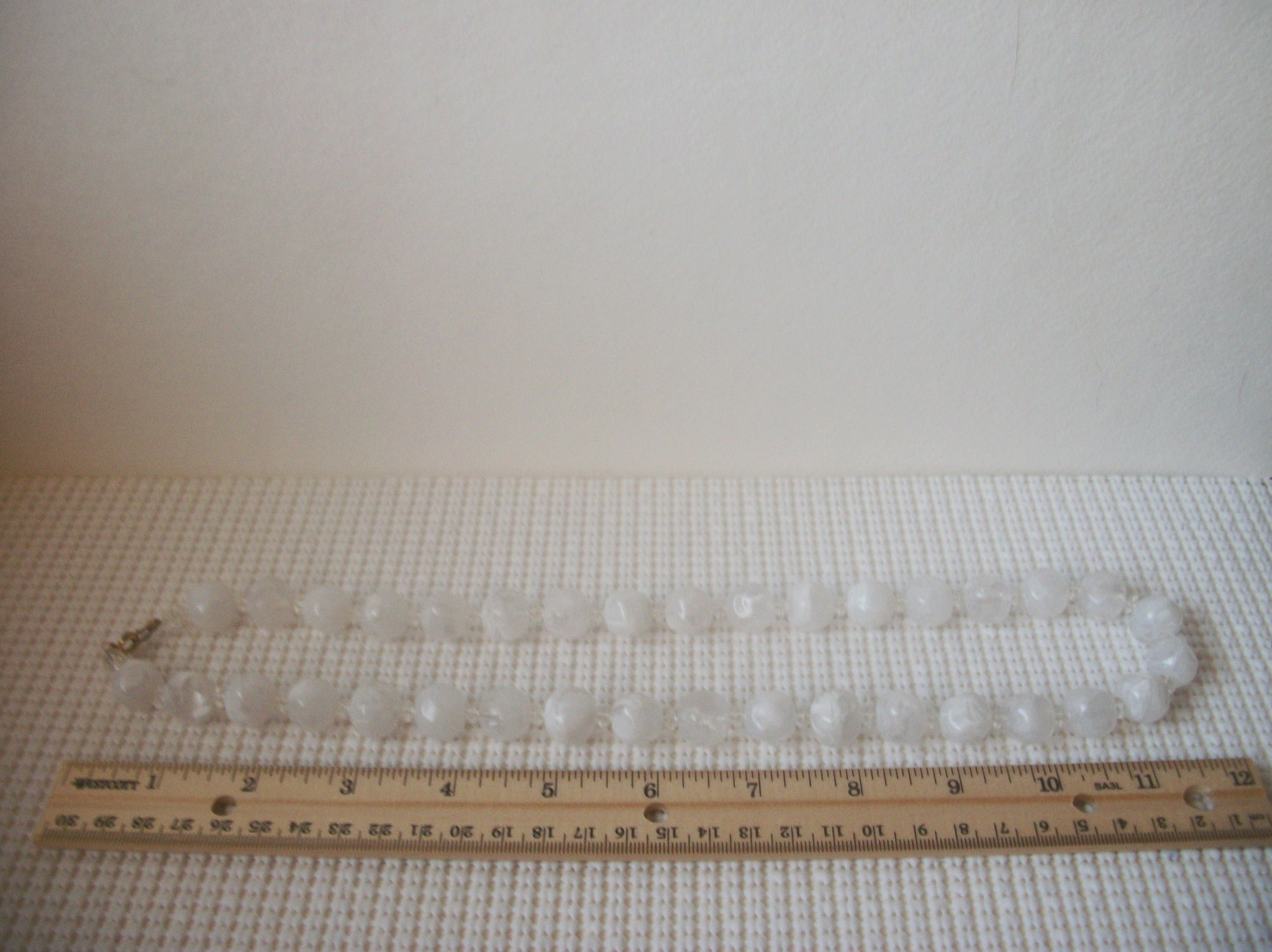 Vintage 24" Frosted White Acrylic Beads Necklace 030121