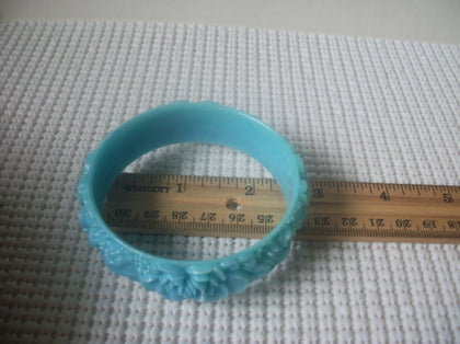 Heavenly Blue Cellulose Floral Bangle Vintage Bracelet 82016