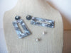 Gray Foxy Tortoise Acetate Light Weight Long Dangle Earrings Pierced 022121