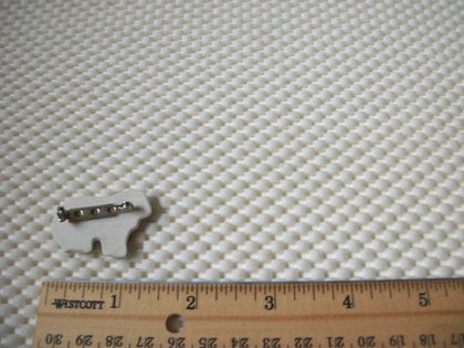 Vintage Brooch Pin, Ceramic Sheep Black White 031121