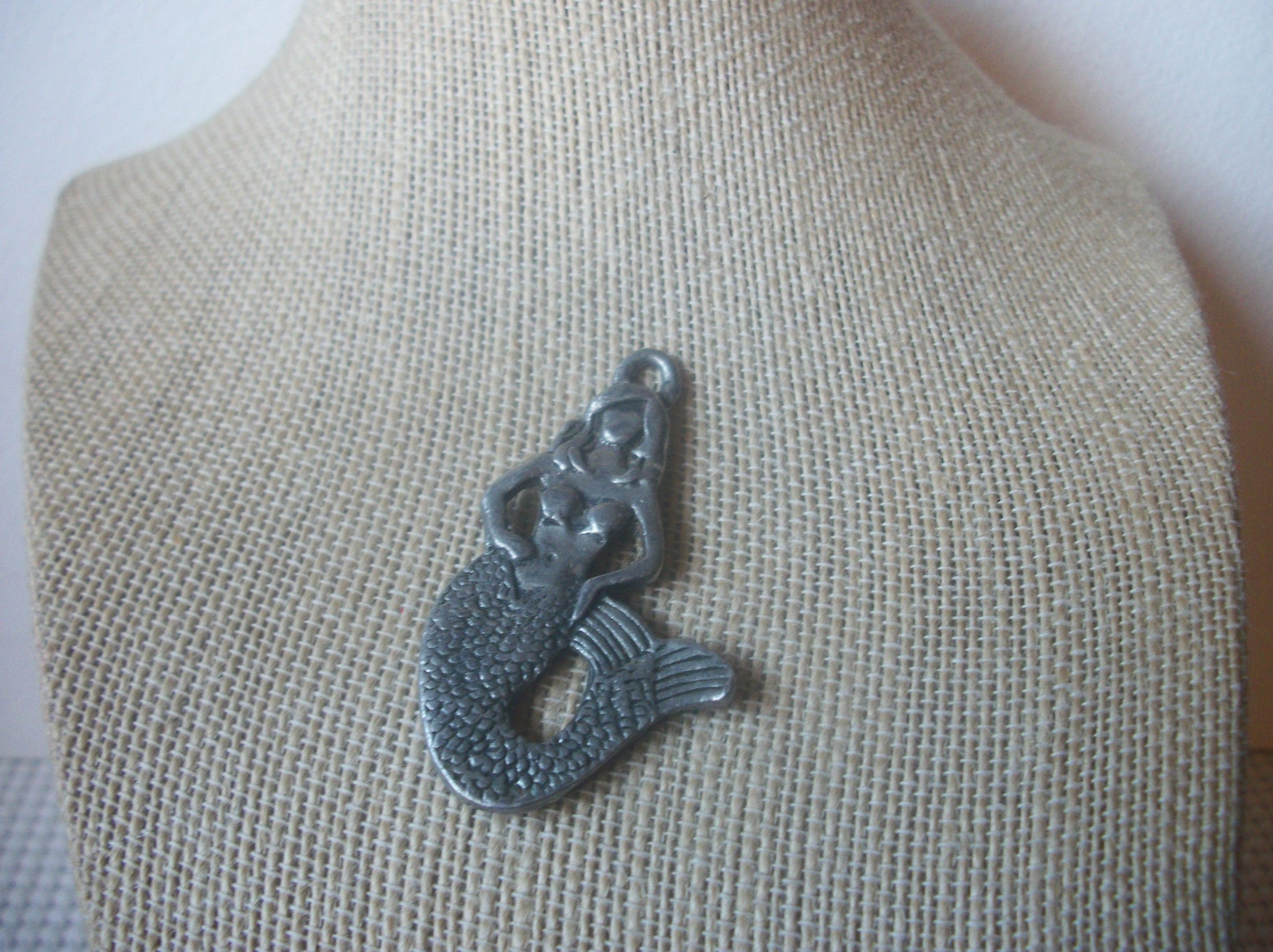 Mermaid Pendant Silver Tone, Two Sided  022121