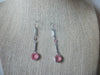 Retro Silver Tone Pink Glass Bezel Set Dangle Earrings 022421