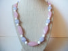Retro Signed AVON Pale Pink  Lavender White Necklace 40220
