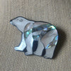 Vintage Brooch Pin, Polar Bear Mother Of Pearl Paua Abalone 122220