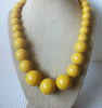 Vintage 20" - 23" Mustard Yellow Acrylic Beads Necklace 030121