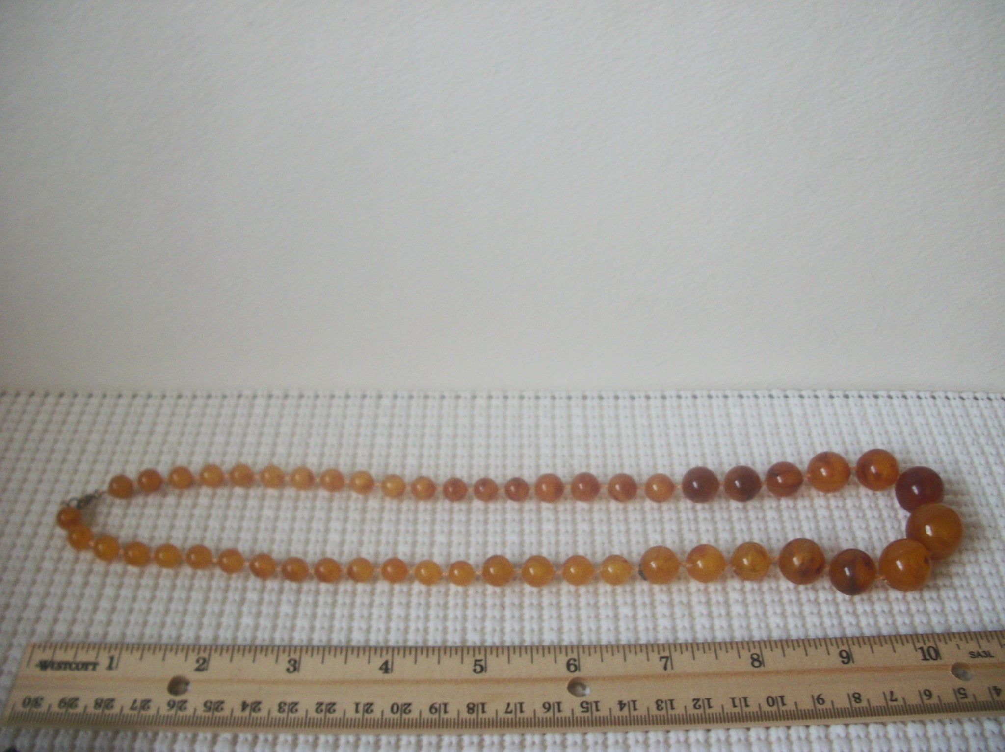 Vintage 22" Necklace Amber Lucite 030321