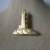 Signed JJ Vintage Brooch Pin, Lighthouse Rocks Gold Tone 031121