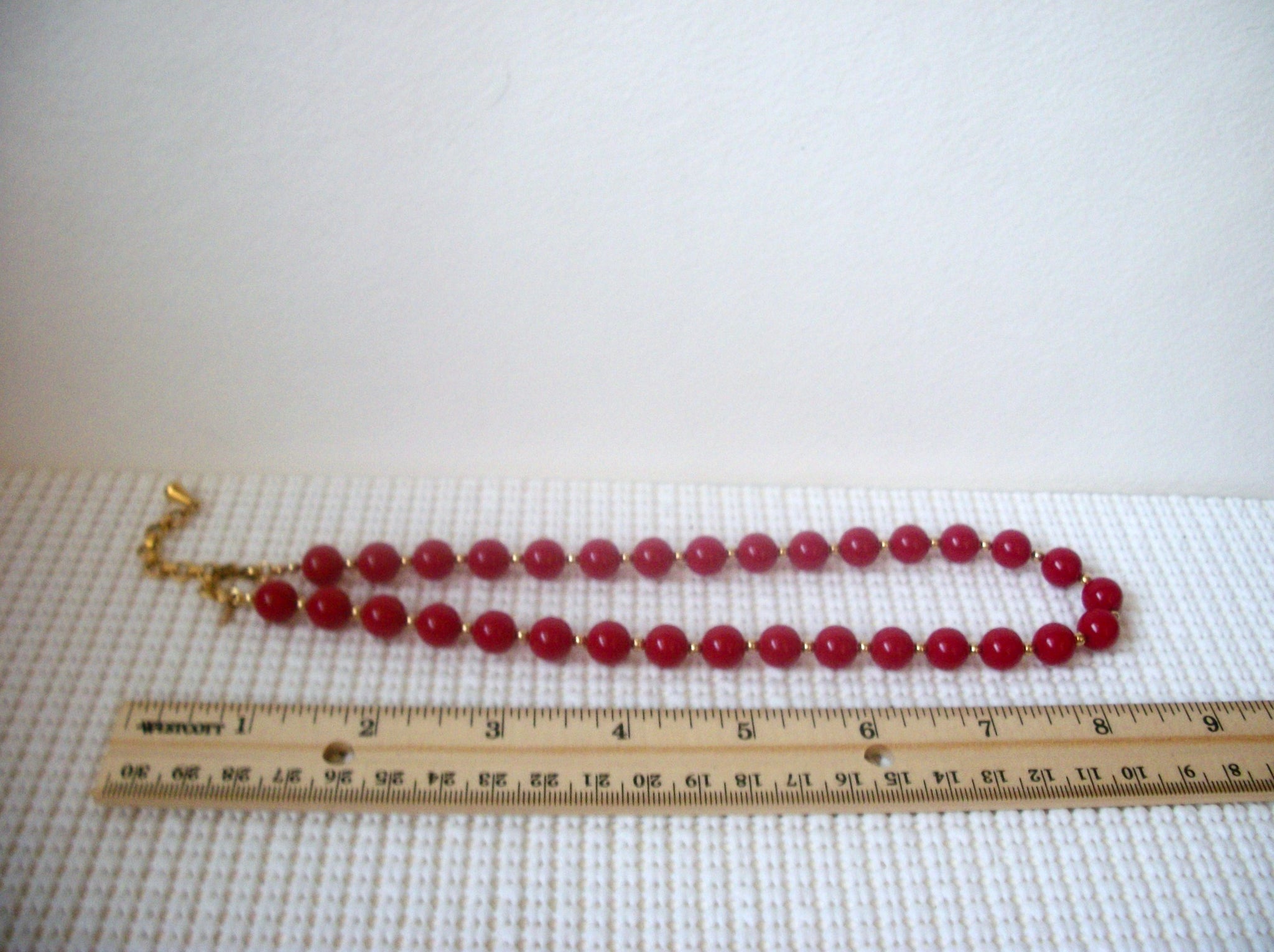 Vintage 16" - 18" Necklace Signed MONET Red Gold 030221