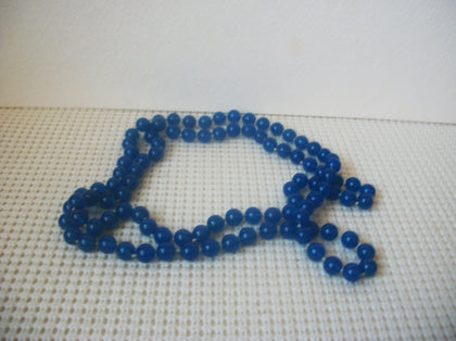 Blue Glass Translucent  36" Long Vintage Necklace No Closure 63017
