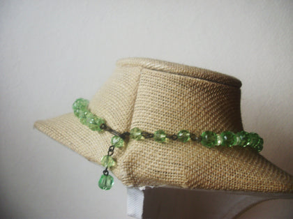 Clear and Green Translucent Crystal Glass 12" - 14" Choker Vintage Necklace 022121