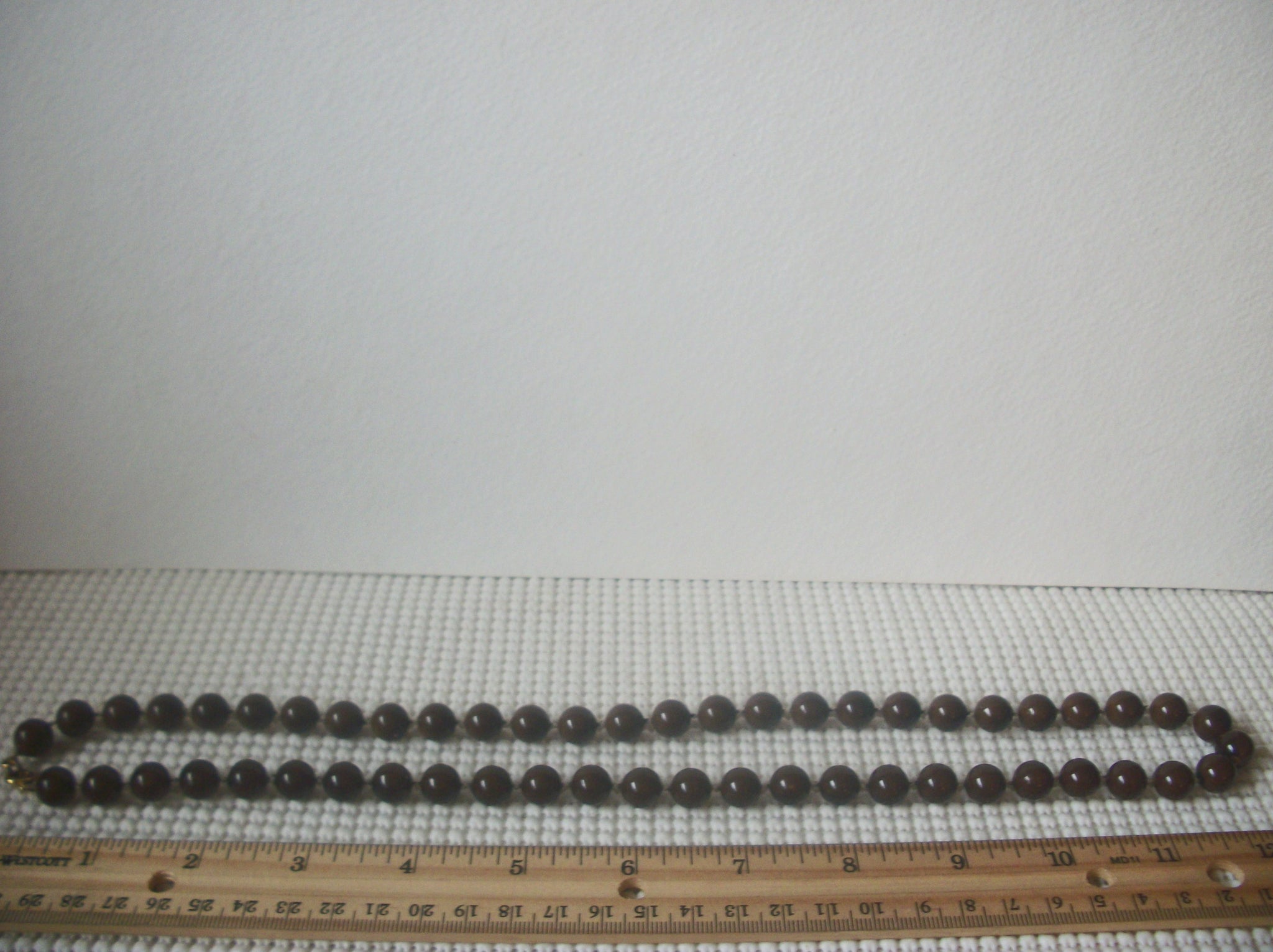 Retro Hand Knotted Brown 24" Long Old Plastic Necklace 022121