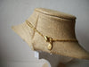 Vintage 16" Signed LC Double Row Gold Tone Chain Brown Acrylic Pendant Necklace 030621