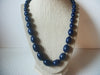 Vintage Jewelry, Signed TRIFARI, 30" Long, Dark Blue Acrylic Beads, Graduated Design, 32517