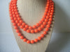 Chunky Multi Strand Necklace, Bright Orange Old Plastic 18" - 20" Long 82016