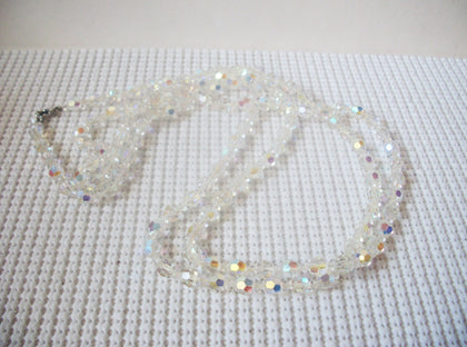 Vintage 56" Sparkling Clear Austrian Crystal Beads Necklace 023021