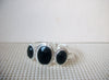 Retro Silver Tone Black Bangle Bracelet 022221