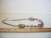 Polished Jasper, Semi Precious Stones, Glass, Silver Tone, Southwestern 16"- 19" Long Vintage Necklace 63017