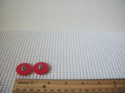 Retro Post Earrings Vivid Bright Red Old Plastic 1" Long 8716