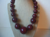 Heavier Chunky, Dark Maroon Swirls, Gumballs Old Plastic, 17" - 20" Long, Retro Necklace 022121