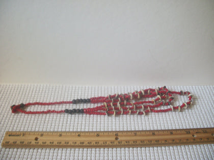 Vintage Necklace Southwestern Cowrie Shell Glass 24" Long 8916
